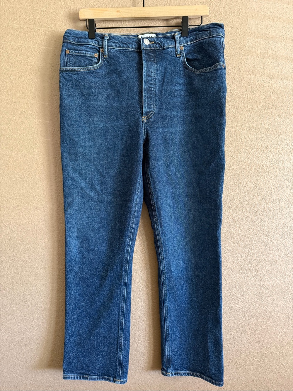 Agolde Straight Leg High Rise Riley Long Button Fly Jeans Size 32